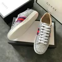 baskets paire de chaussures gucci femmes sequin materials silver